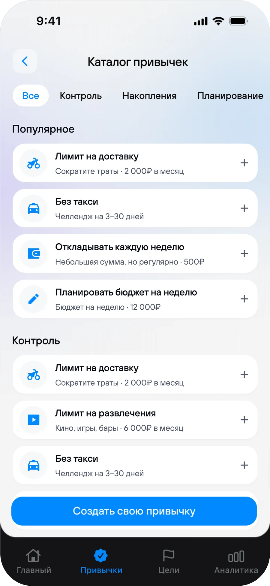 Каталог привычек